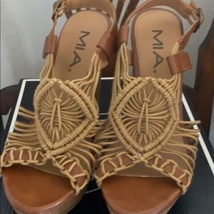 MIA Natural Macrame Wedge Sandal